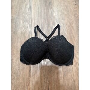 Victoria's Secret Dream Angels Demi Racerback Bra Black Lace Front Close 34DD